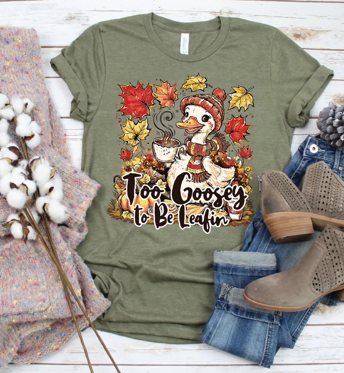 Too Goosey To Be Leafin Fall Graphic T-Shirt